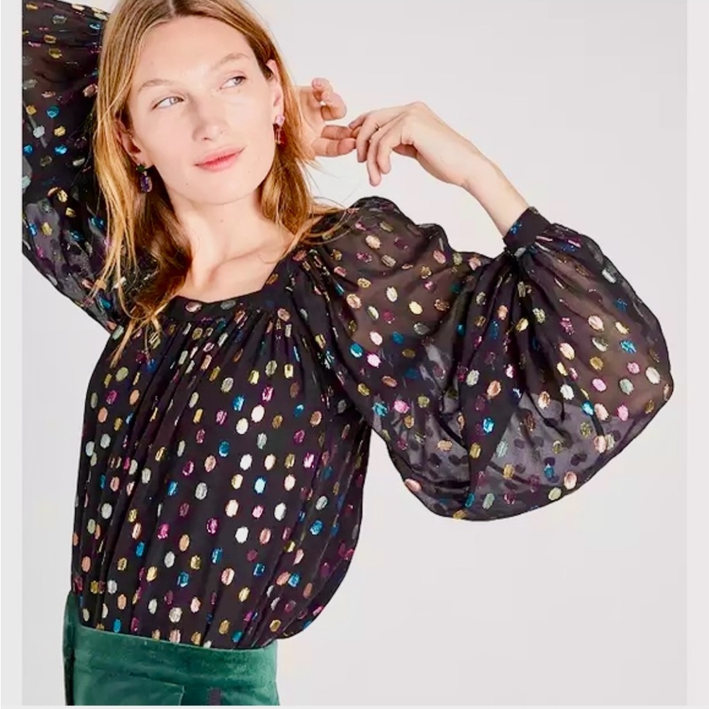 ♠️Rare Kate Spade Metallic Colorful Metallic Dot Blouse♠️